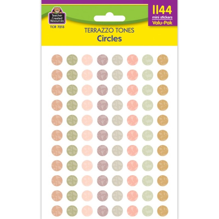 Teacher Created Resources® Terrazzo Tones Circles Mini Stickers Valu-Pak, Pack of 1144