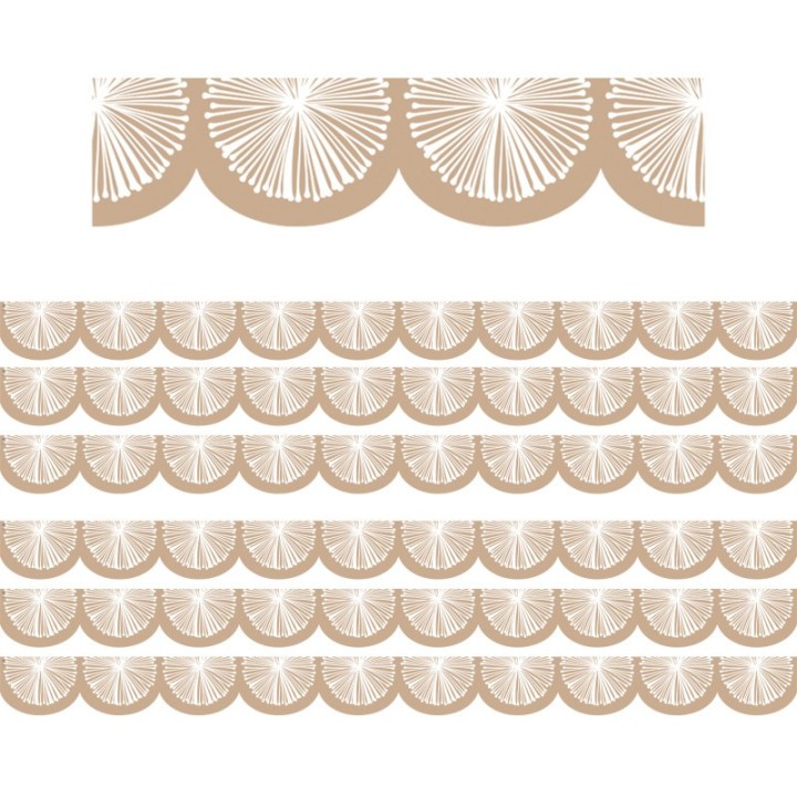 Teacher Created Resources® Natural Poms Scalloped Die-Cut Border Trim, 35 Feet Per Pack, 6 Packs