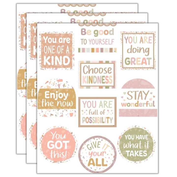 Teacher Created Resources® Terrazzo Tones Positive Sayings Accents, 30 Per Pack, 3 Packs