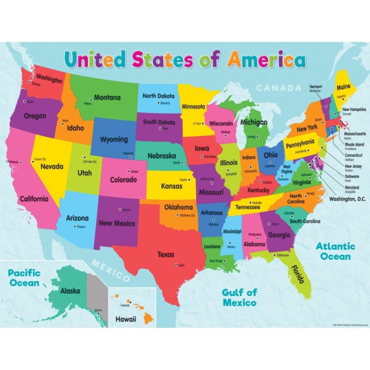 Teacher Created Resources® Colorful United States of America Map Chart