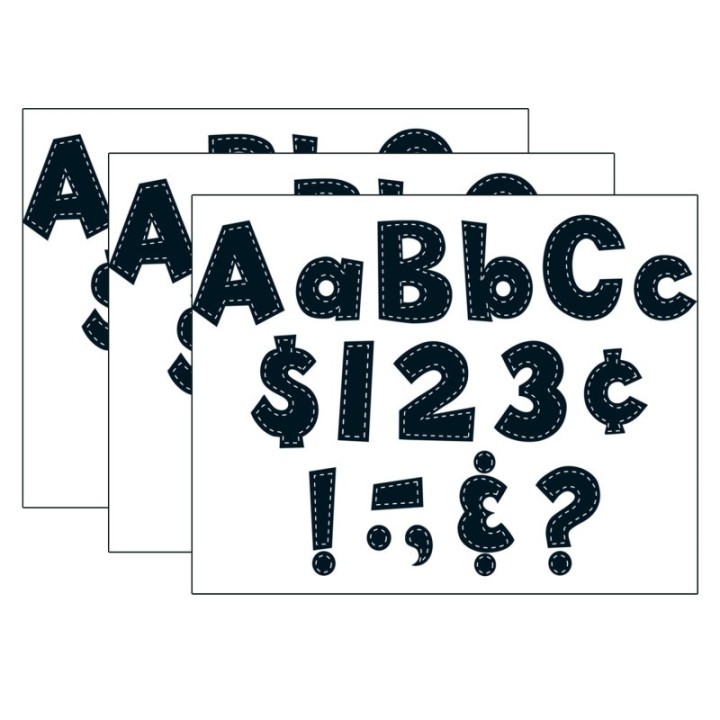 Teacher Created Resources® 4" Fun Font Letters, Black Stitch, 160 Pieces Per Pack, 3 Packs