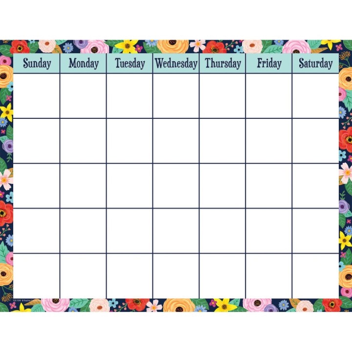 Teacher Created Resources® Wildflowers Calendar Chart, 17" x 22"