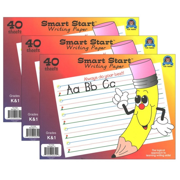 Teacher Created Resources® Smart Start K-1 Writing Paper: 40 Sheet Tablet, Pack of 3