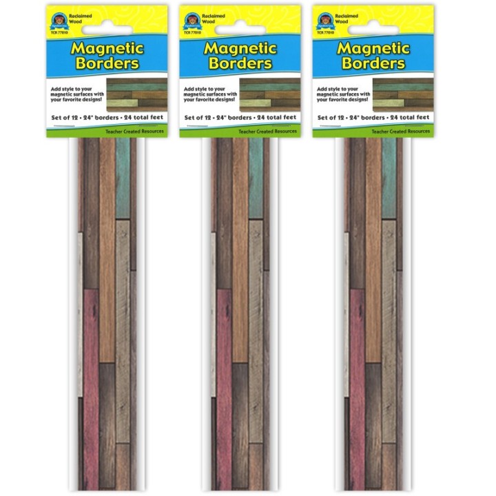 Teacher Created Resources® Reclaimed Wood Design Magnetic Border, 24 Feet Per Pack, 3 Packs
