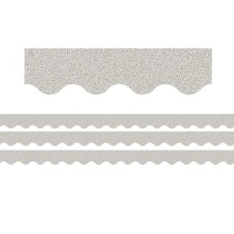 Teacher Created Resources® Silver Glitz Scalloped Border Trim, 35 Feet Per Pack, 3 Packs