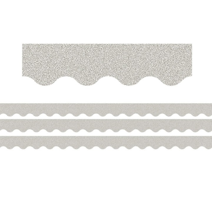 Teacher Created Resources® Silver Glitz Scalloped Border Trim, 35 Feet Per Pack, 3 Packs