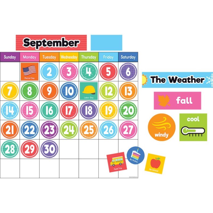 Teacher Created Resources® Colorful Magnetic Calendar Set, 93 Pieces
