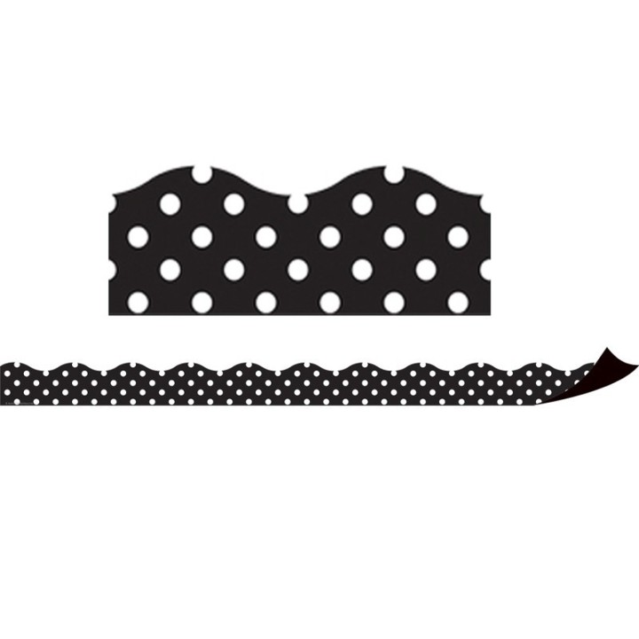 Teacher Created Resources® Magnetic Borders, Black Polka Dots, 24 Feet