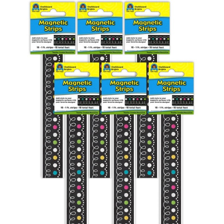 Teacher Created Resources® Chalkboard Brights Magnetic Strips, 12 Feet Per Pack, 6 Packs