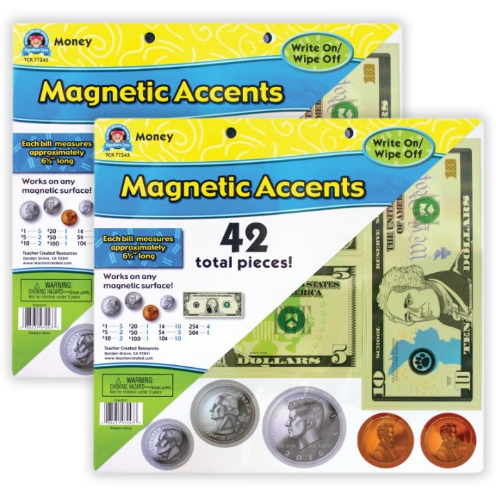 Teacher Created Resources® Money Magnetic Accents, 42 Per Pack, 2 Packs