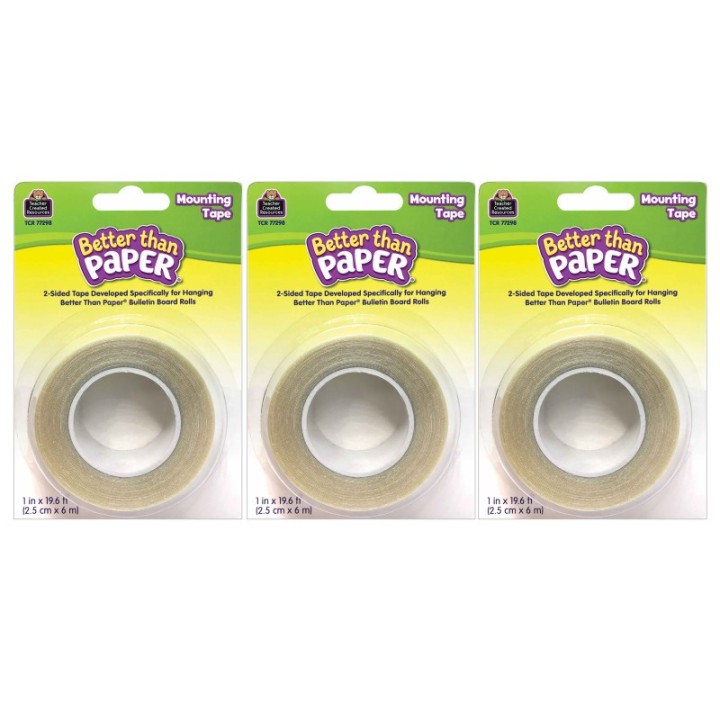 Teacher Created Resources® Better Than Paper® Mounting Tape, 1" x 19.6', 3 Rolls