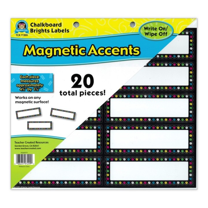 Teacher Created Resources® Chalkboard Brights Labels Magnetic Accents, Pack of 20
