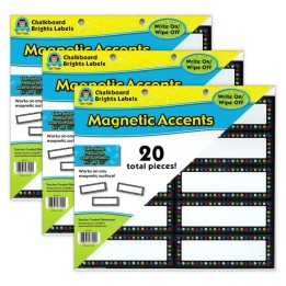 Teacher Created Resources® Chalkboard Brights Labels Magnetic Accents, 20 Per Pack, 3 Packs