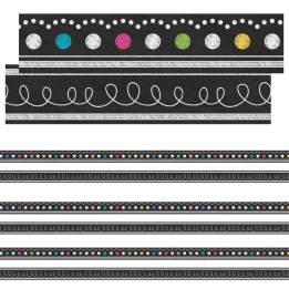 Teacher Created Resources® Chalkboard Brights Double-Sided Ribbon Runner, 1.5" W, 45 Feet Per Pack, 3 Packs