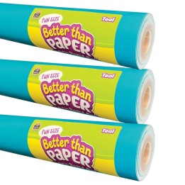Teacher Created Resources® Fun Size Better Than Paper® Bulletin Board Roll, 18" x 12', Teal, Pack of 3