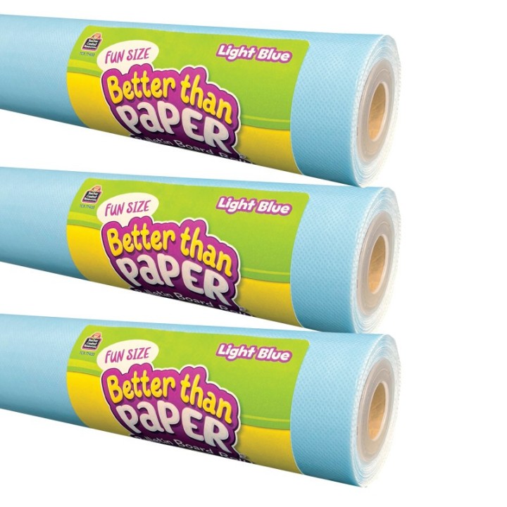 Teacher Created Resources® Fun Size Better Than Paper® Bulletin Board Roll, 18" x 12', Light Blue, Pack of 3