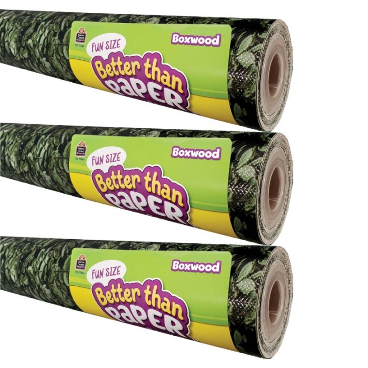 Teacher Created Resources® Fun Size Better Than Paper® Bulletin Board Roll, 18" x 12', Boxwood, Pack of 3