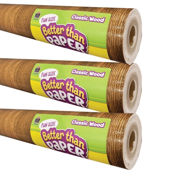 Teacher Created Resources® Fun Size Better Than Paper® Bulletin Board Roll, 18" x 12', Classic Wood, Pack of 3