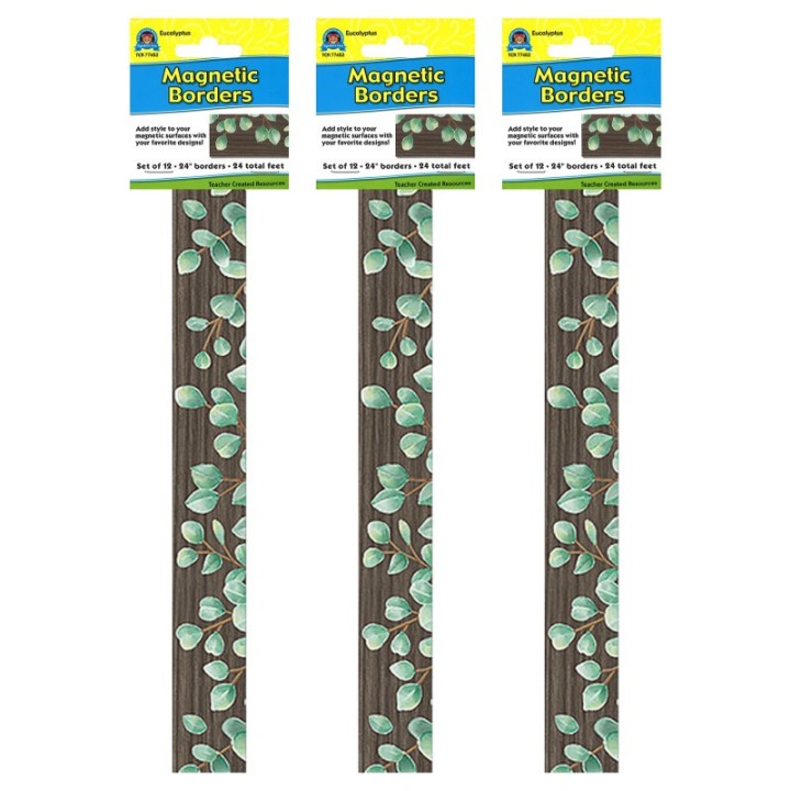 Teacher Created Resources® Eucalyptus Magnetic Border, 24 Feet Per Pack, 3 Packs