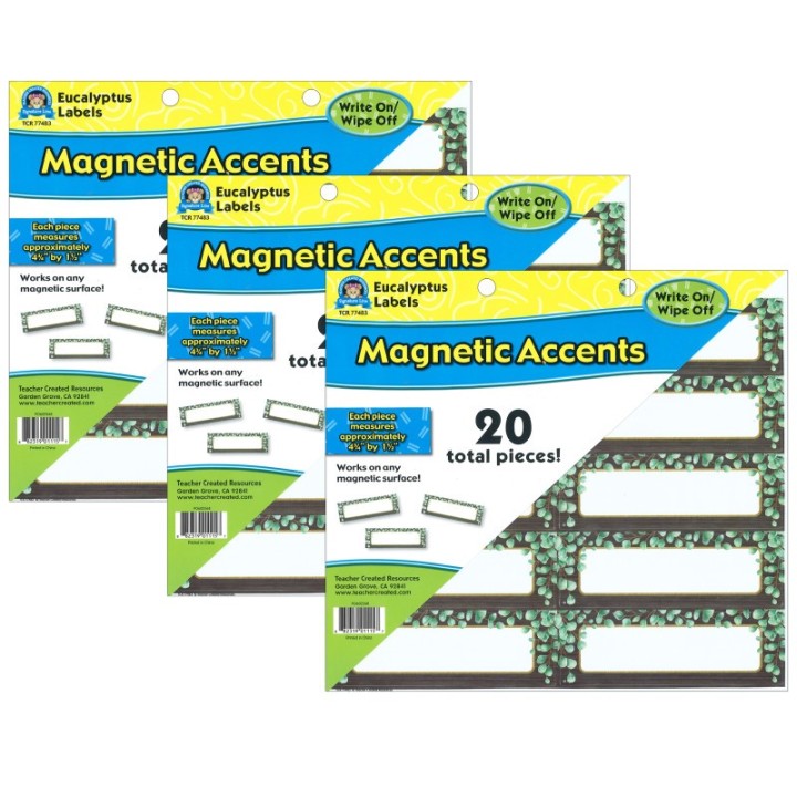 Teacher Created Resources® Eucalyptus Labels Magnetic Accents, 20 Per Pack, 3 Packs