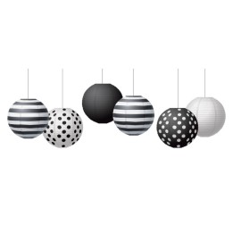 Teacher Created Resources® Black & White 8" Hanging Paper Lanterns, Pack of 6