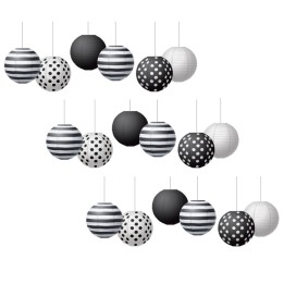 Teacher Created Resources® Black & White 8" Hanging Paper Lanterns, 6 Per Pack, 3 Packs