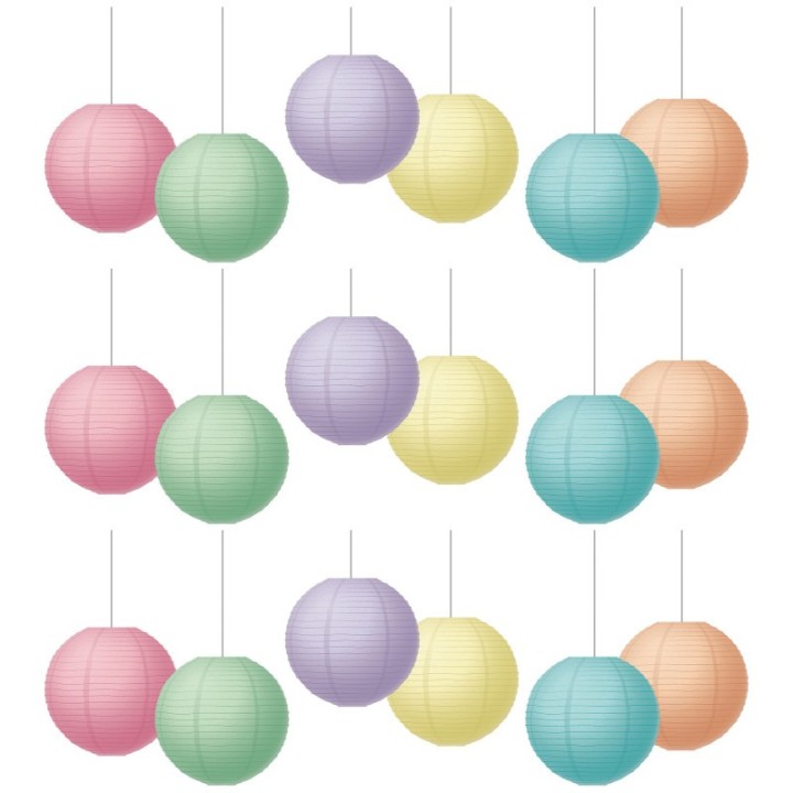 Teacher Created Resources® Pastel Pop 8" Hanging Paper Lanterns, 6 Per Pack, 3 Packs
