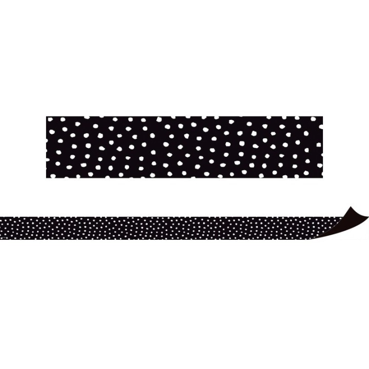 Teacher Created Resources® Black with White Painted Dots Magnetic Border, 24 Feet