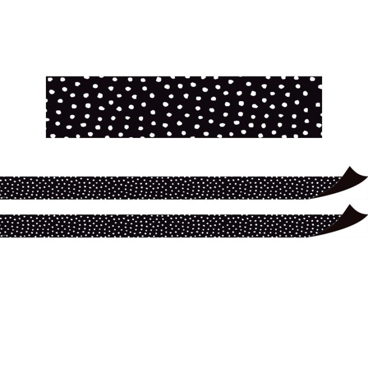 Teacher Created Resources® Black with White Painted Dots Magnetic Border, 24 Feet Per Pack, 2 Packs