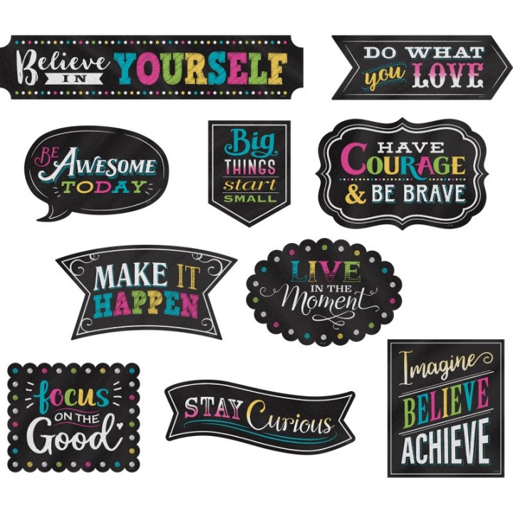 Teacher Created Resources® Chalkboard Brights Clingy Thingies® Positive Sayings Accents, 10 Per Pack, 2 Packs