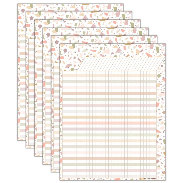 Teacher Created Resources® Terrazzo Tones Incentive Chart, 17" x 22", Pack of 6