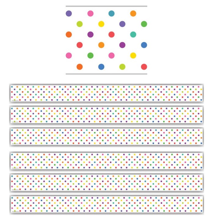 Teacher Created Resources® Colorful Dots Straight Border Trim, 35 Feet Per Pack, 6 Packs
