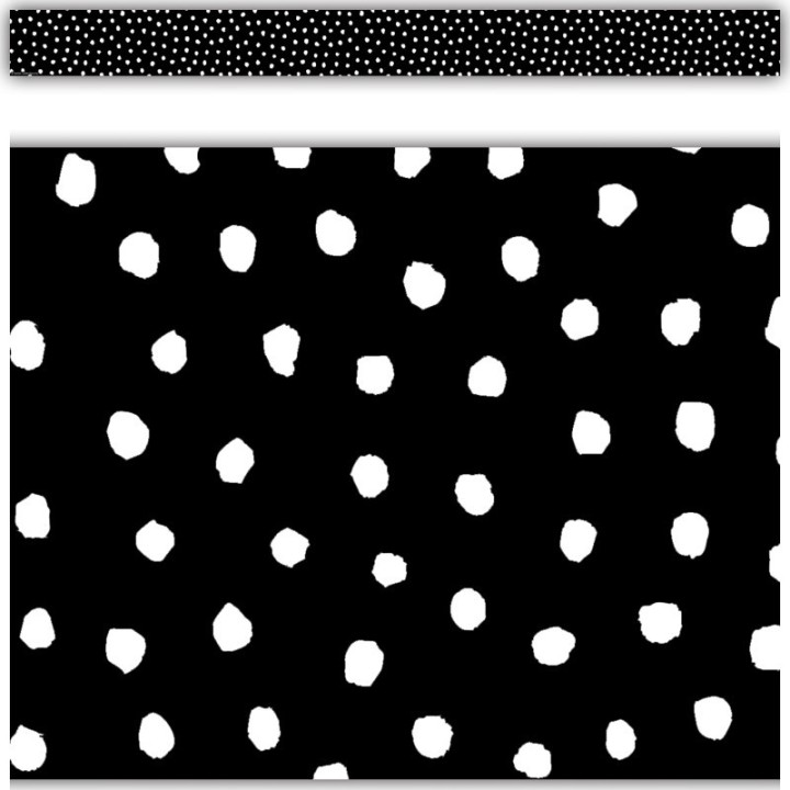 Teacher Created Resources® White Painted Dots on Black Straight Border Trim, 35 Feet