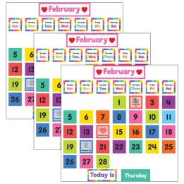 Teacher Created Resources® Colorful Calendar Pocket Chart Cards, 104 Per Pack, 3 Packs