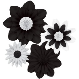Teacher Created Resources® Black and White Paper Flowers, Pack of 4