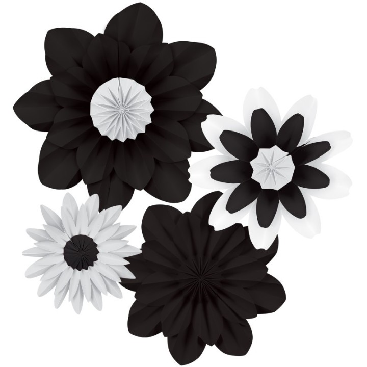 Teacher Created Resources® Black and White Paper Flowers, Pack of 4