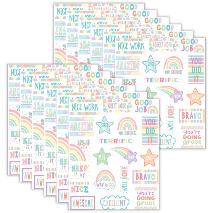 Teacher Created Resources® Pastel Pop Stickers, 120 Per Pack, 12 Packs