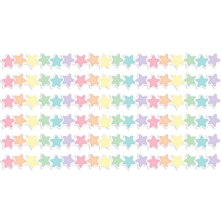 Teacher Created Resources® Pastel Pop Stars Die-Cut Border Trim, 35 Feet Per Pack, 6 Packs