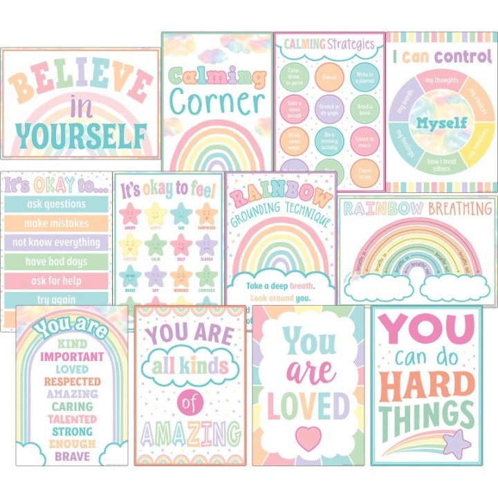 Teacher Created Resources® Pastel Pop Calming Strategies Small Poster 12-Pack