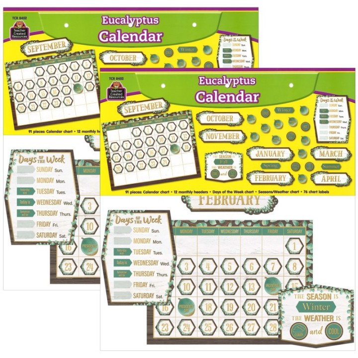 Teacher Created Resources® Eucalyptus Calendar Bulletin Board Set, 2 Sets
