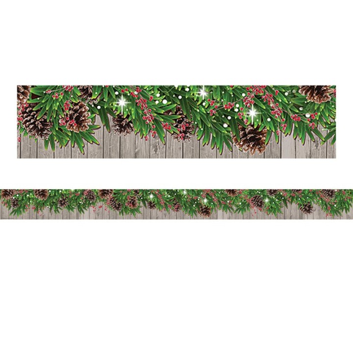 Teacher Created Resources® Winter Pine Cones Straight Border Trim, 35 Feet Per Pack, 6 Packs