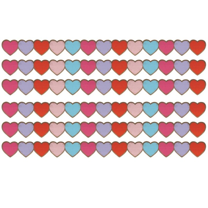 Teacher Created Resources® Home Sweet Classroom Hearts Die-Cut Border Trim, 35 Feet Per Pack, 6 Packs
