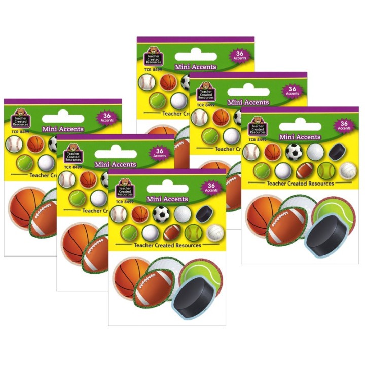 Teacher Created Resources® Sports Mini Accents, 36 Per Pack, 6 Packs