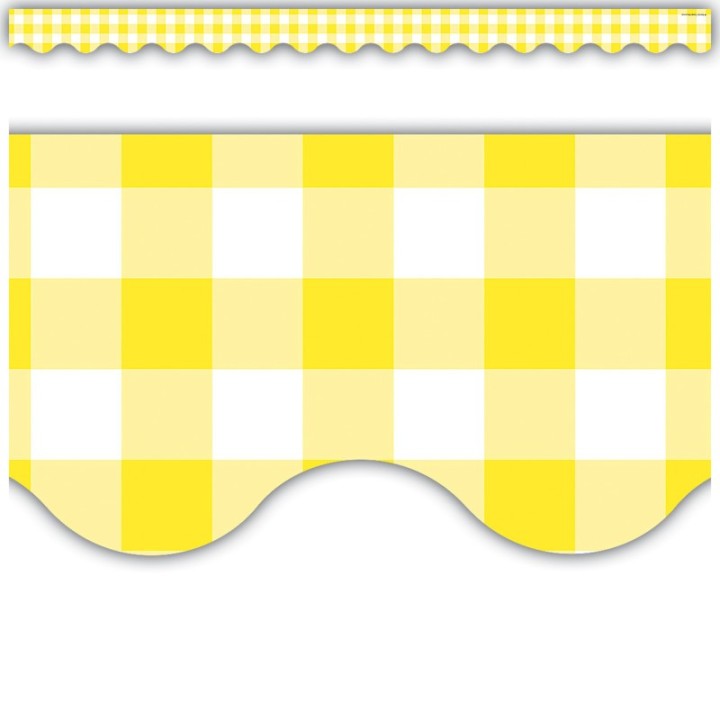 Teacher Created Resources® Yellow Gingham Scalloped Border Trim, 35 Feet