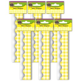Teacher Created Resources® Yellow Gingham Scalloped Border Trim, 35 Feet Per Pack, 6 Packs