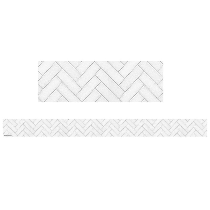 Teacher Created Resources® Modern Farmhouse White Herringbone Straight Border Trim, 35 Feet