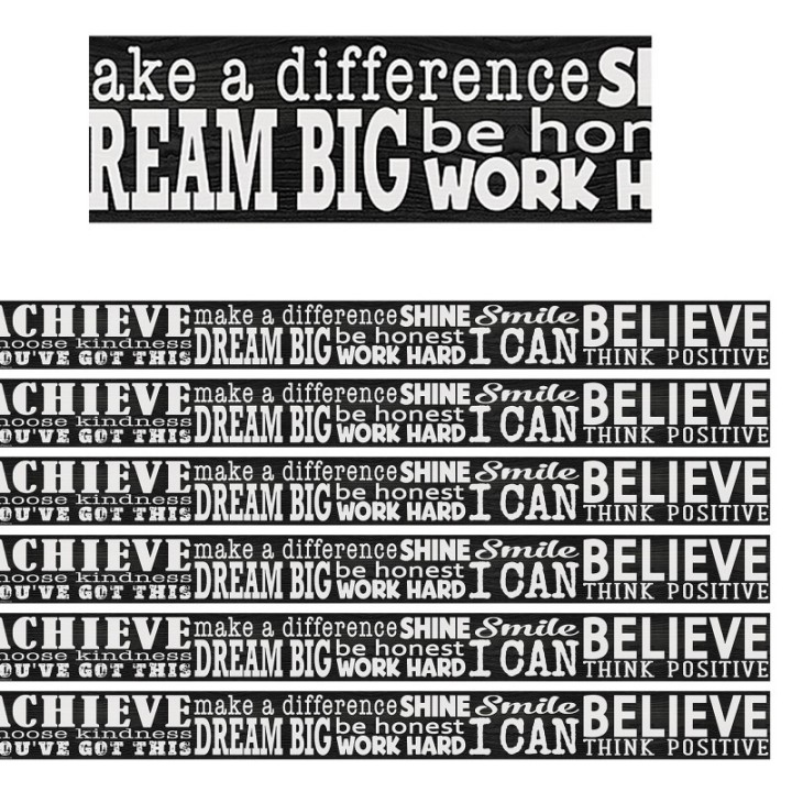 Teacher Created Resources® Modern Farmhouse Positive Sayings Straight Border Trim, 35 Feet Per Pack, 6 Packs