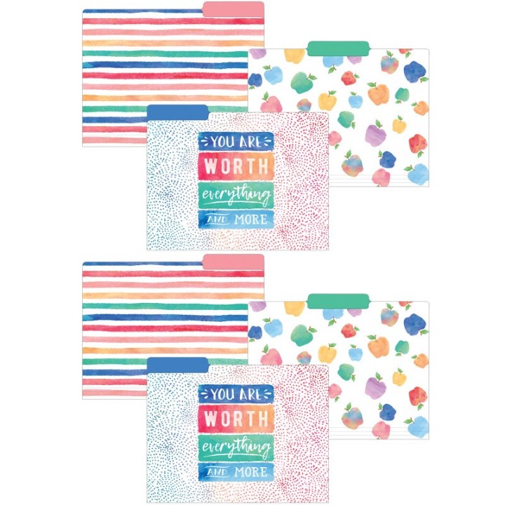 Teacher Created Resources® Watercolor File Folders, 12 Per Pack, 2 Packs