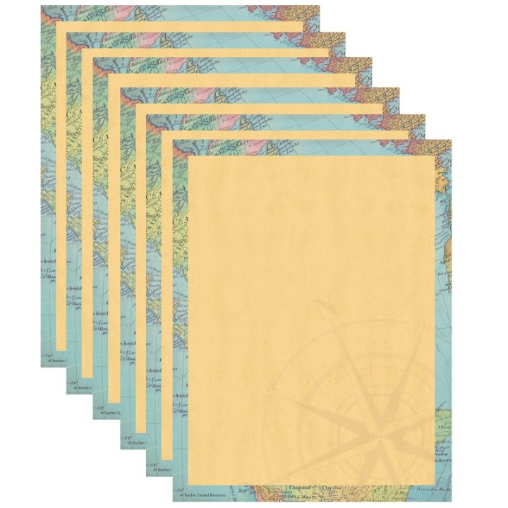 Teacher Created Resources® Travel the Map Computer Paper, 8.5" x 11", 50 Sheets Per Pack, 6 Packs