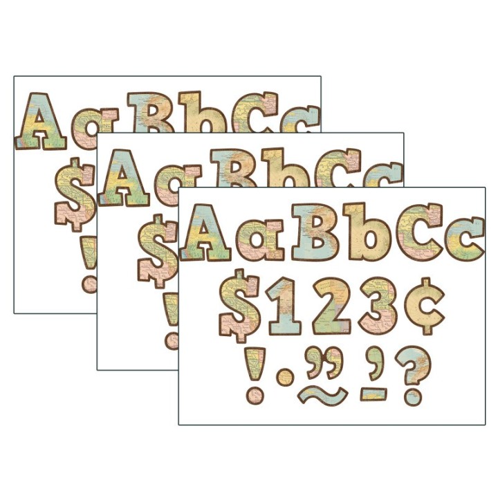 Teacher Created Resources® Travel the Map Bold Block 4" Letters Combo Pack, 230 Per Pack, 3 Packs
